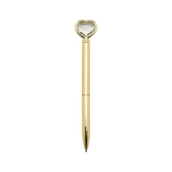 Caneta Metal Coração Diamante